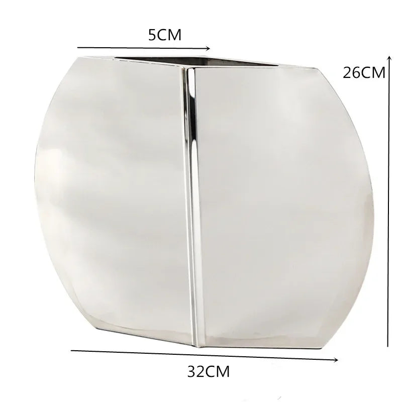 Nordic Minimalist Living Room Decoration, Flower Arrangement, Stainless Steel Belly Vase, Home Desktop Decoration Ornament Vase